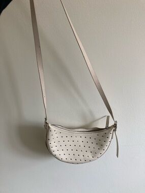 White Studded Crescent Shoulder Bag Madewell leather